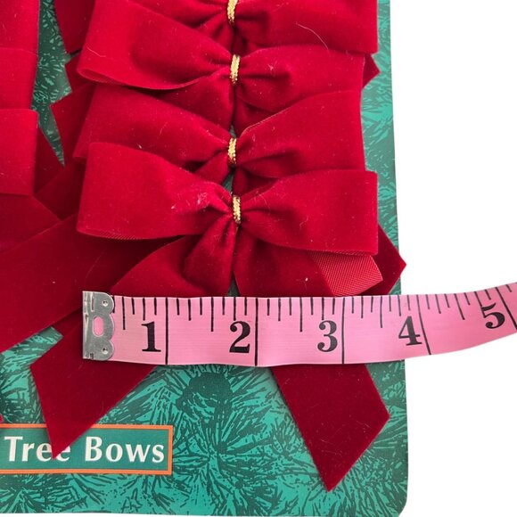 Vintage Trim A Home Kmart Christmas 24 Red Velvet Tree Bows Holiday Decoration - Picture 8 of 8